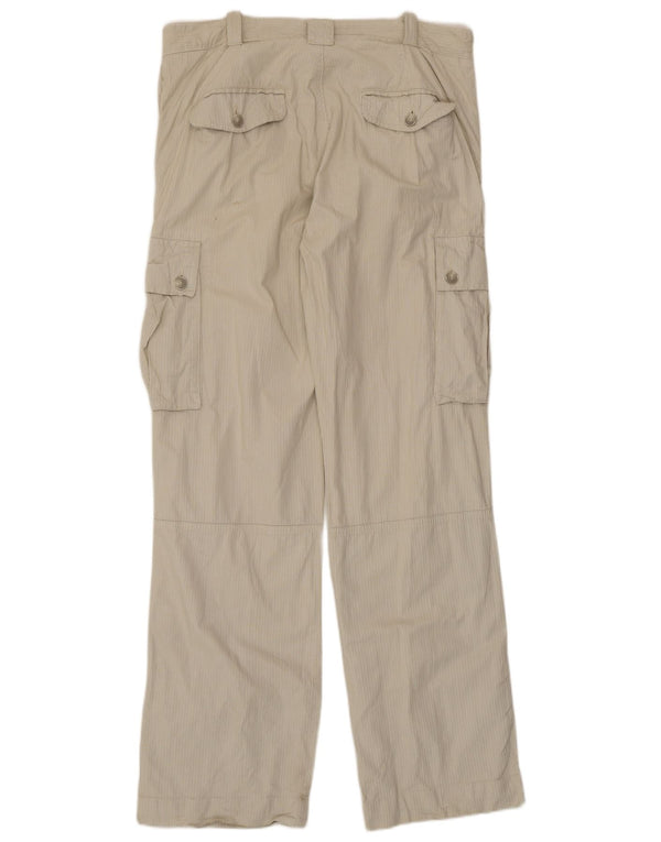 Calça cargo reta masculina Zara EU 44 grande W34 L34 risca de giz bege