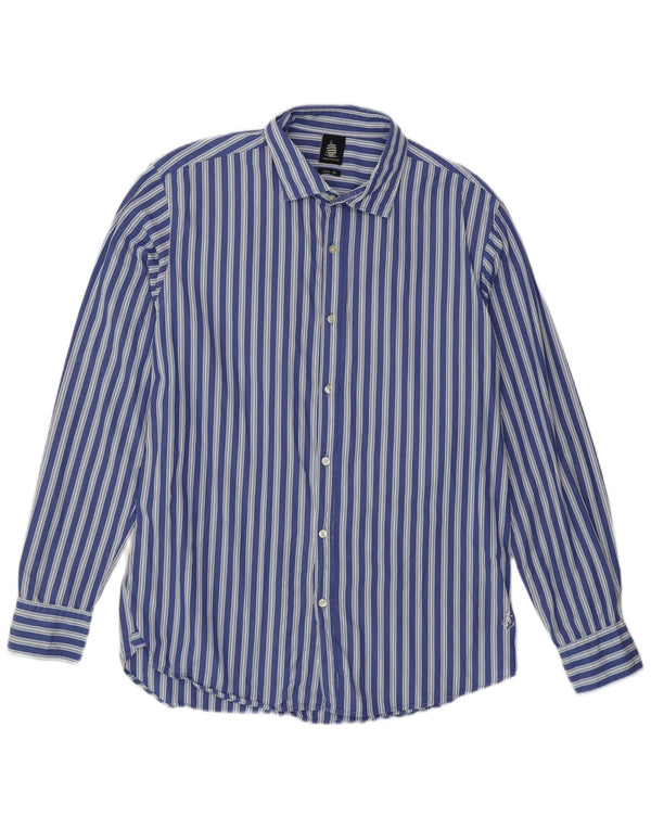 Marina Yachting Camisa masculina slim fit tamanho 42 grande listrada azul