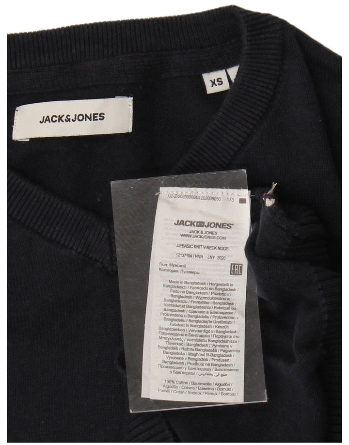 Suéter masculino JACK & JONES com decote em V XS azul marinho algodão
