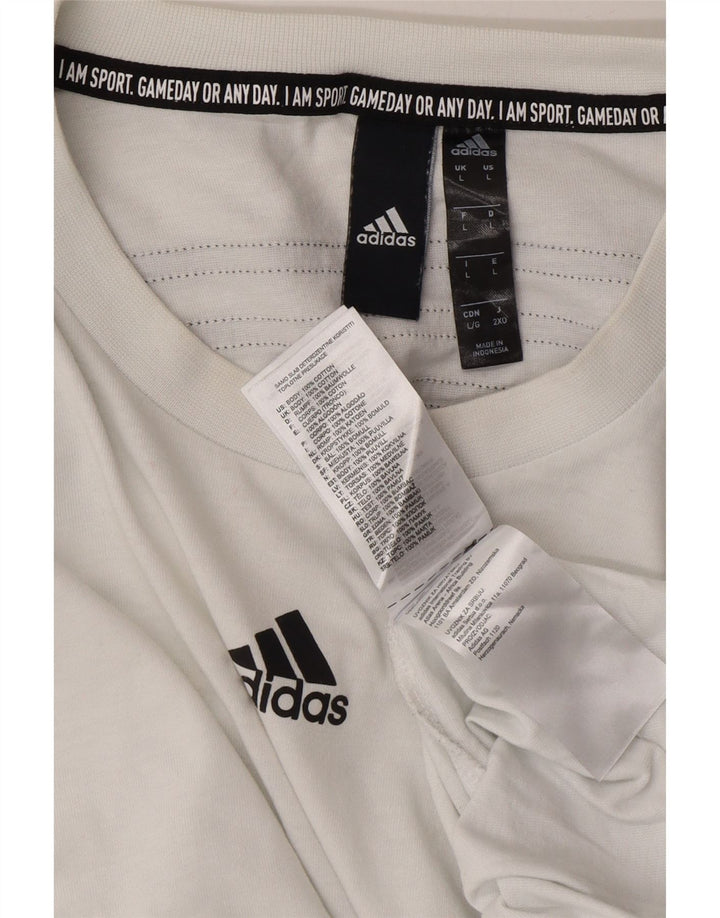 ADIDAS Mens T-Shirt Top Grande Algodão Branco