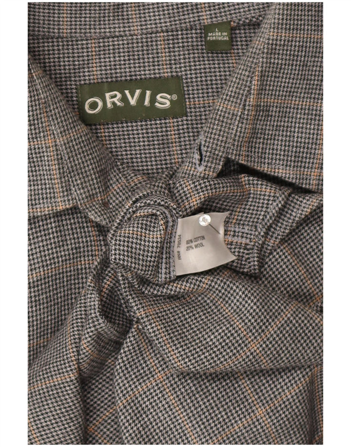 Camisa masculina de flanela Orvis grande algodão verde houndstooth