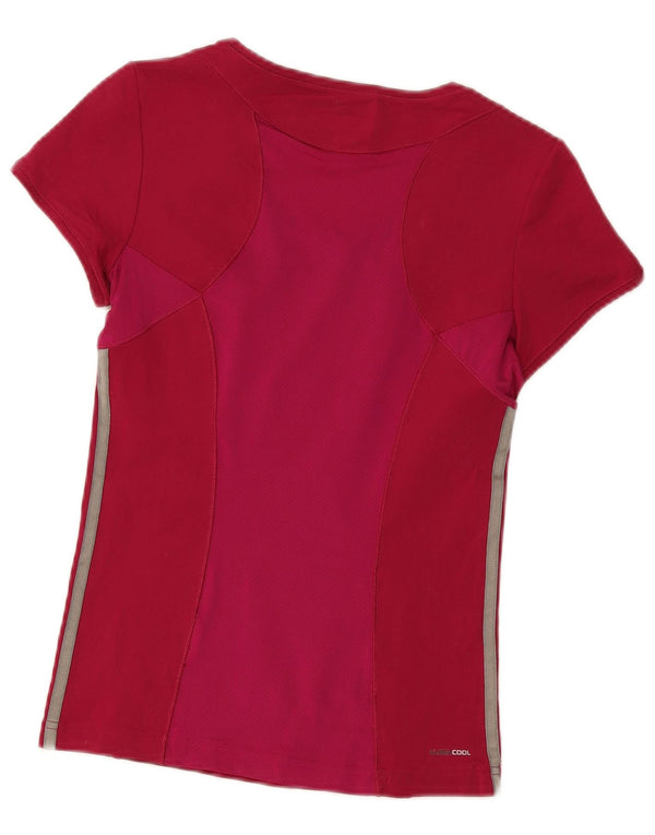 Adidas Womens Climacool T-Shirt Top UK 12 Médio Vermelho Poliéster Esportes