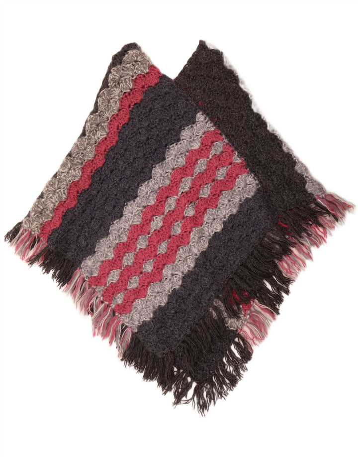 Poncho Jumper feminino vintage tamanho único listrado multicolorido