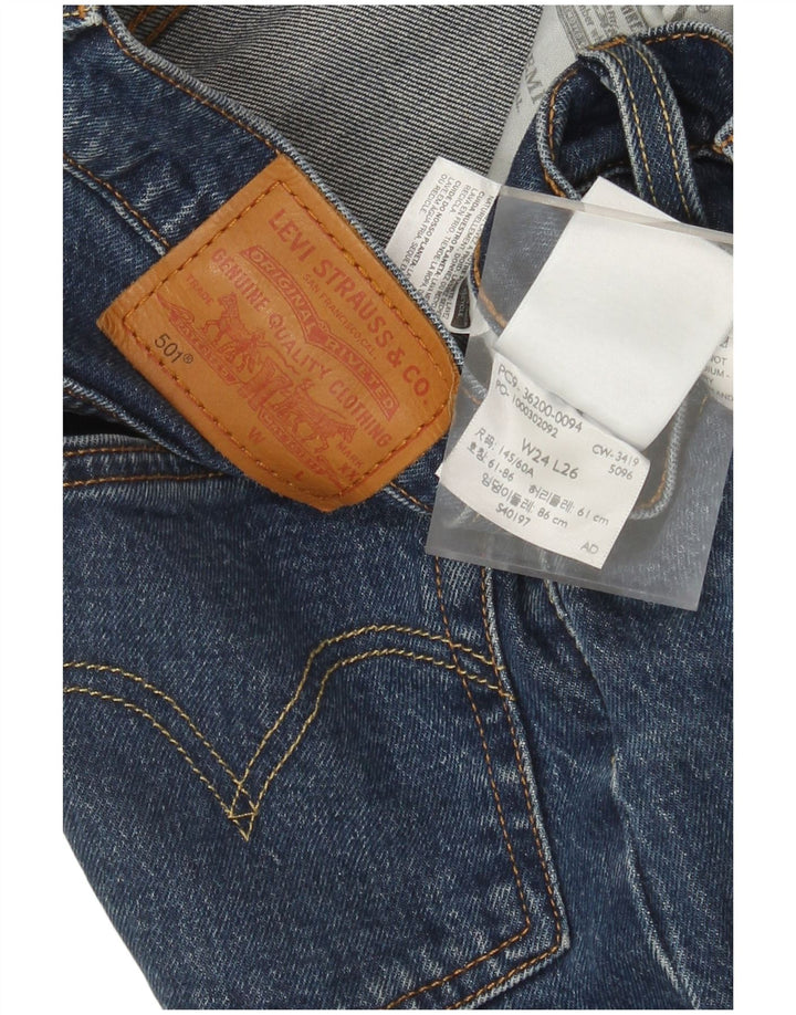 Calça jeans feminina Levi's 501 Straight W24 L26 azul algodão