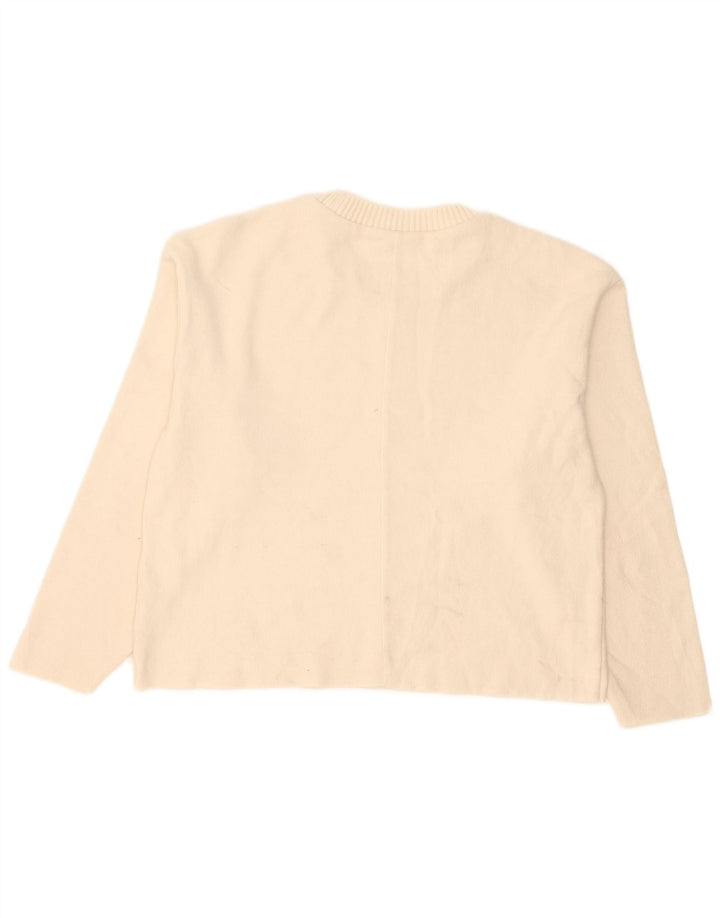 Zara Suéter feminino oversized com gola redonda, Reino Unido 10 pequeno off white