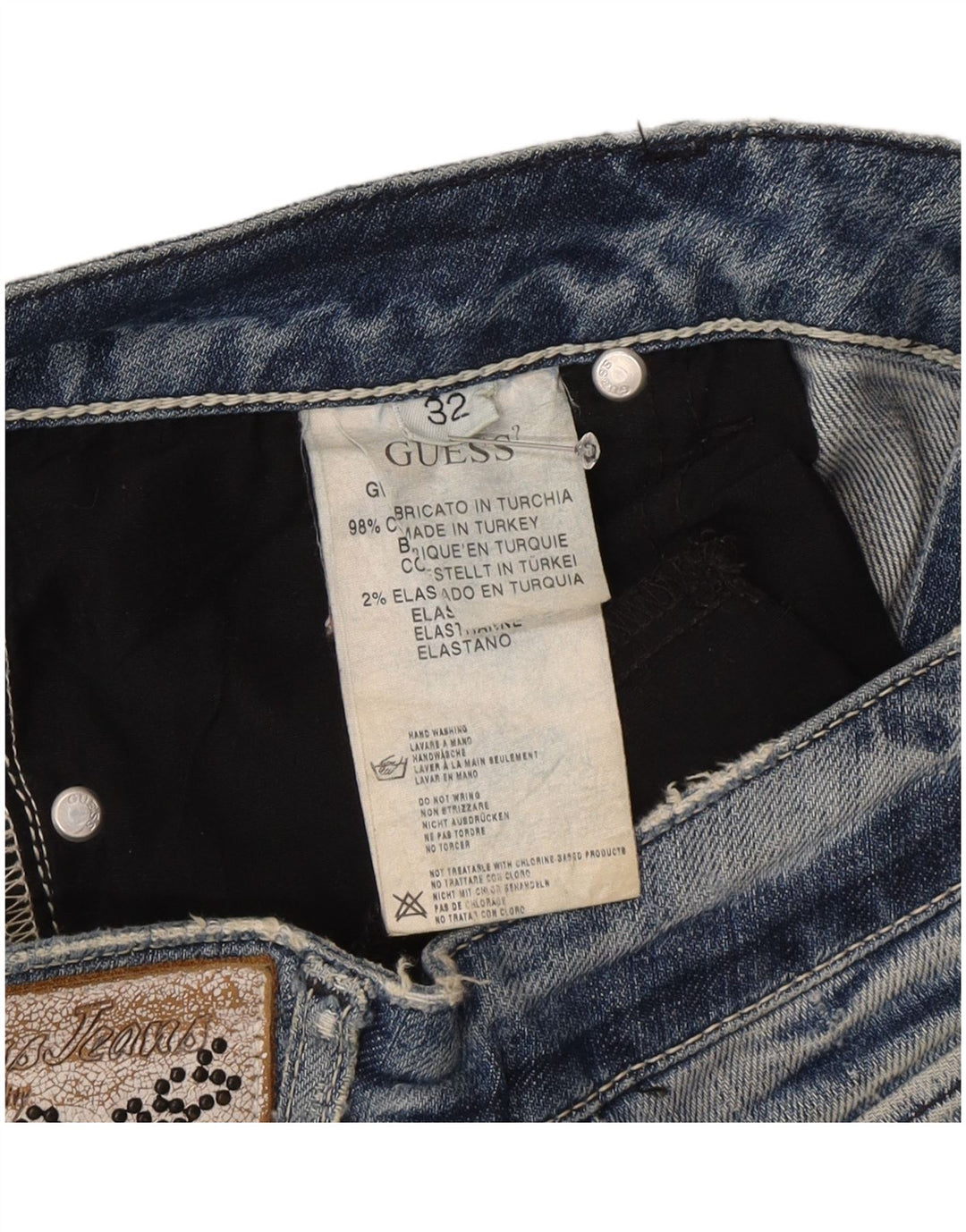 Guess Jeans retos femininos W32 L27 algodão azul