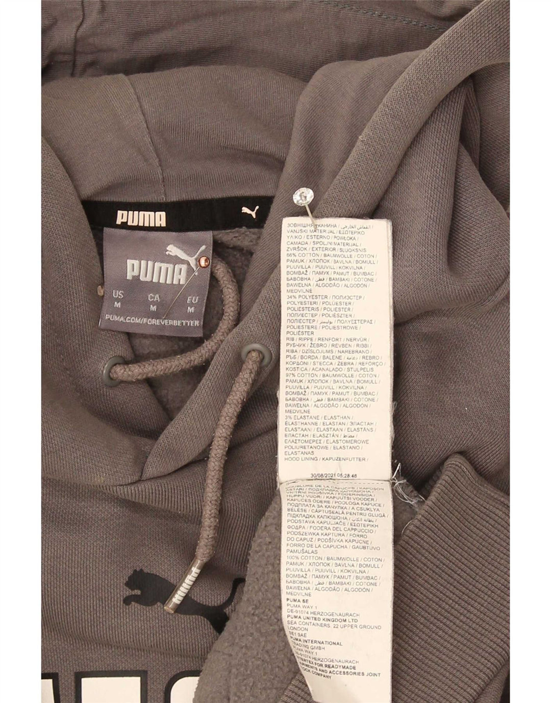 Puma Mens Graphic Hoodie Jumper Médio Algodão Cinza