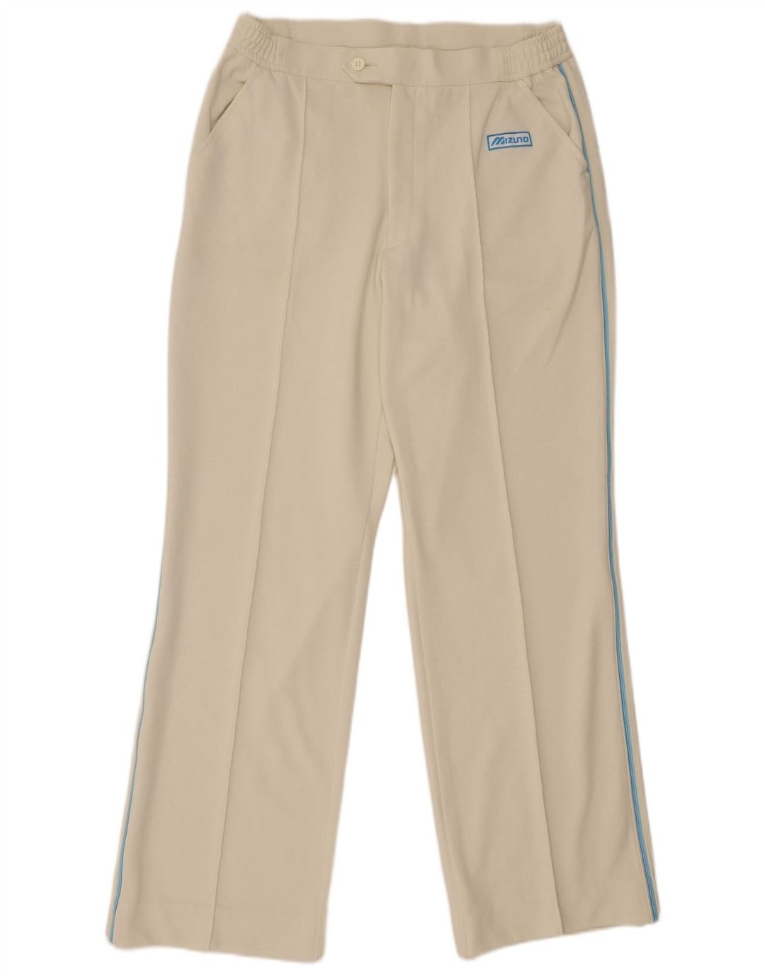 Calça casual reta masculina Mizuno W32 L32 poliéster branco