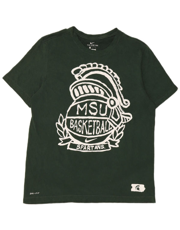 Camiseta Nike masculina Michigan State Spartans com estampa gráfica grande de algodão verde