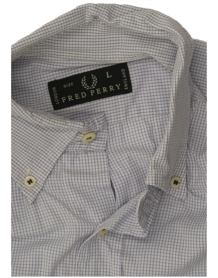 Camisa masculina Fred Perry grande xadrez azul