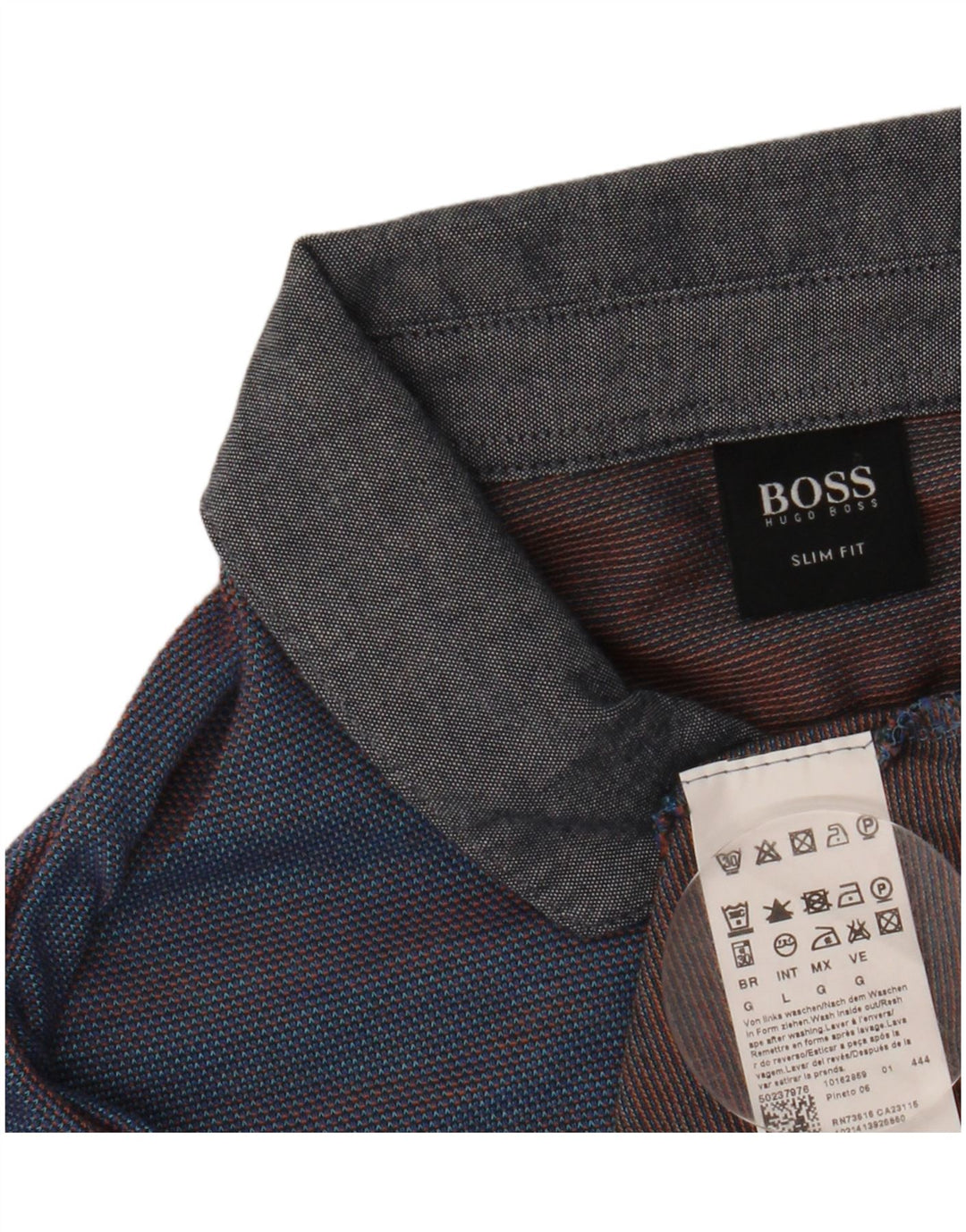 Camisa polo masculina Hugo Boss Slim Fit grande algodão listrado azul marinho
