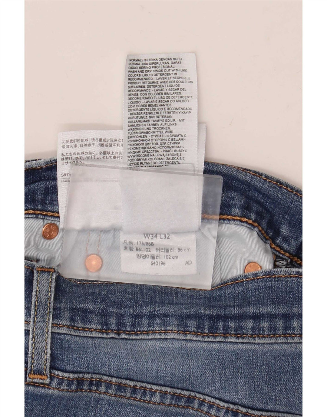 Levi's Mens Slim Jeans W34 L32 Azul Algodão