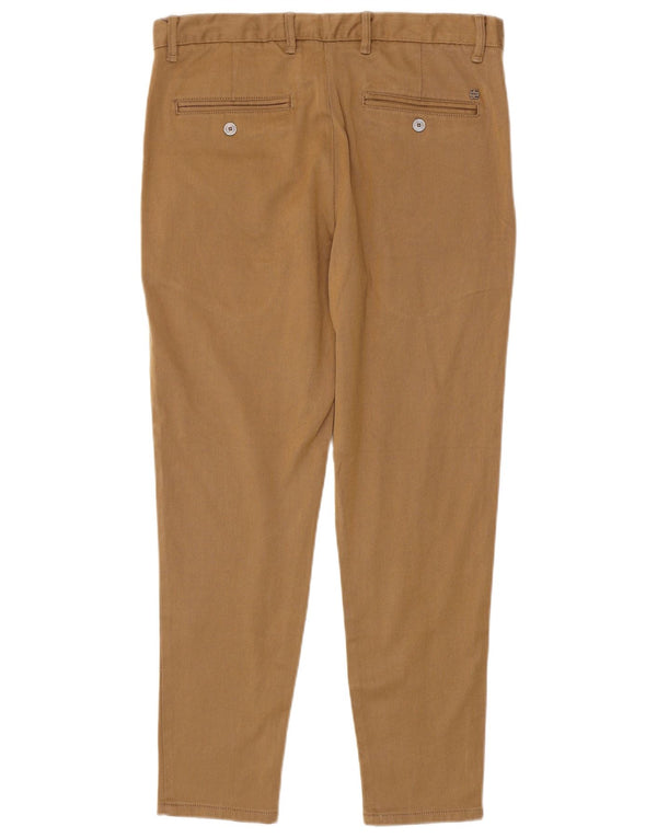 Zara Mens Slim Chino Calças EU 42 Grande W32 L28 Algodão Marrom