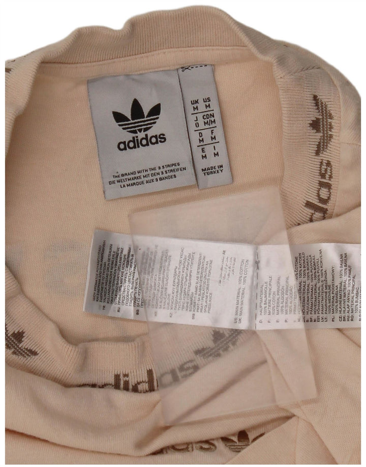 Adidas Mens Graphic T-Shirt Top Médio Algodão Bege
