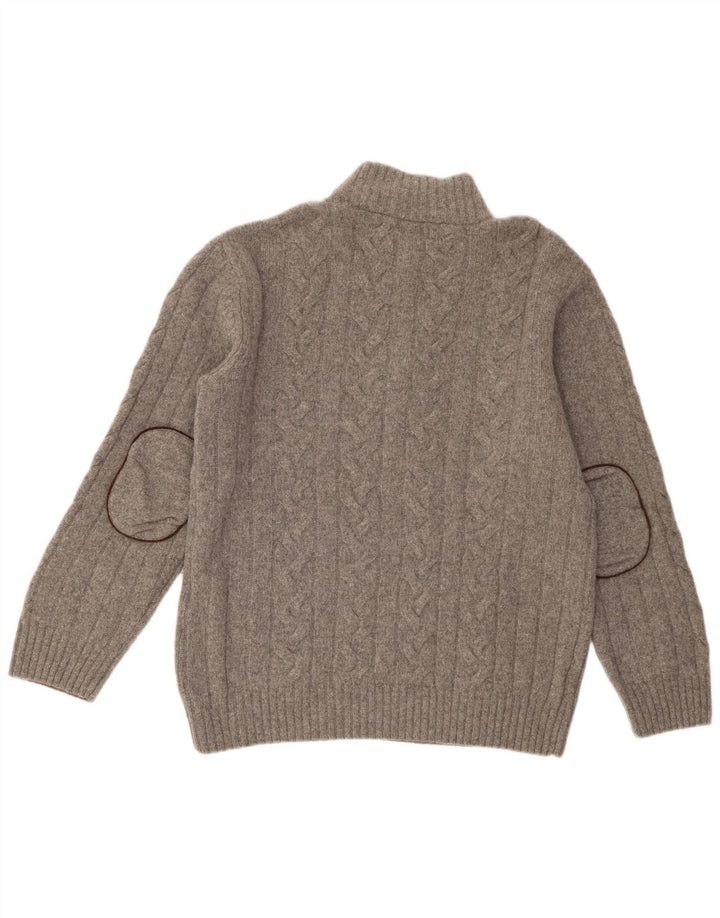 Suéter masculino Gant com zíper e gola 2XL lã Merino cinza