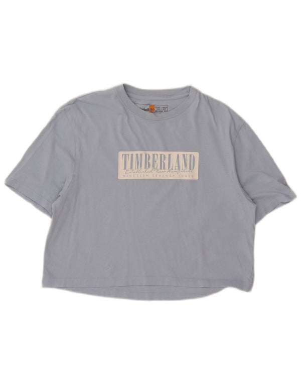 Camiseta feminina Timberland com corte relaxado e estampa gráfica UK 6 XS azul algodão