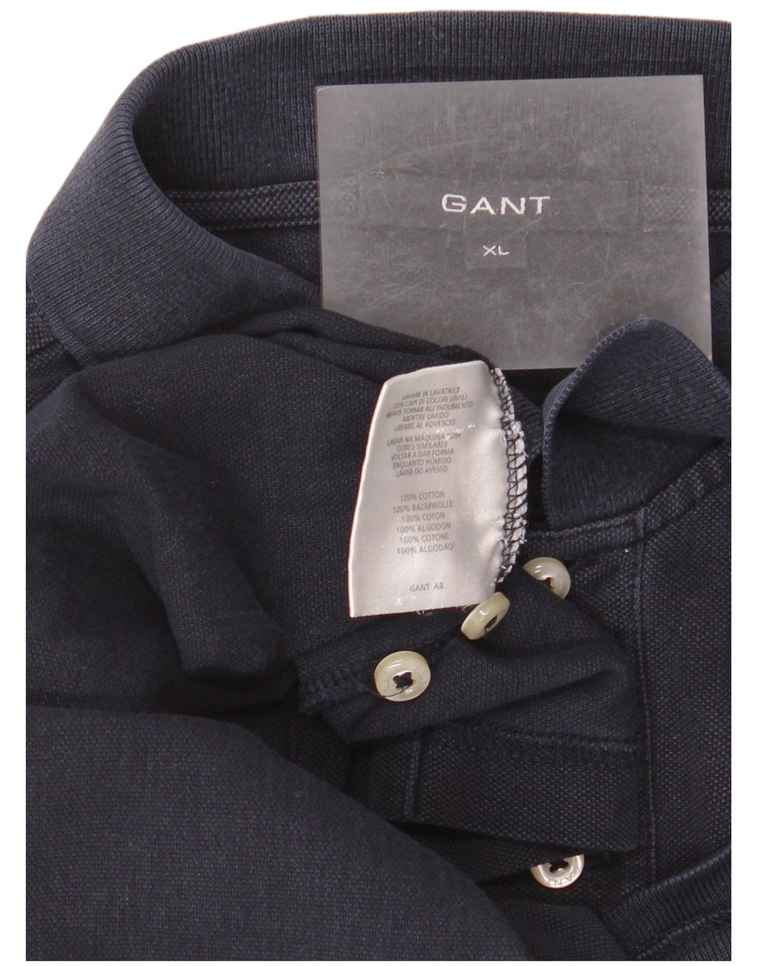 Camisa polo masculina Gant XL azul marinho algodão