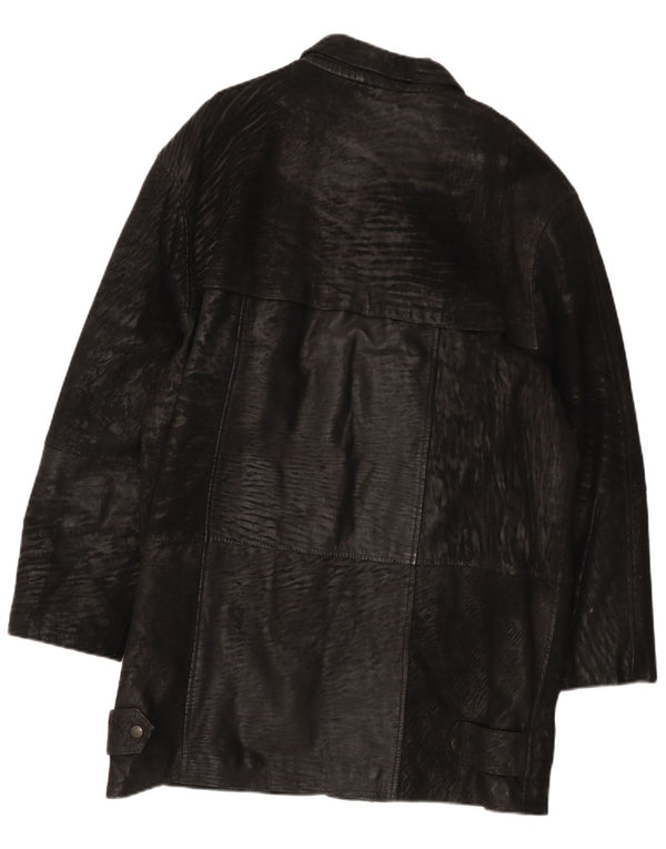 Casaco de couro masculino Carlo Santini Reino Unido 44 2XL couro preto