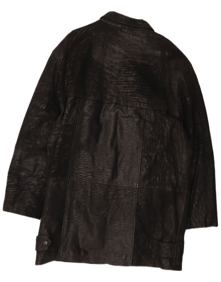 Casaco de couro masculino Carlo Santini Reino Unido 44 2XL couro preto