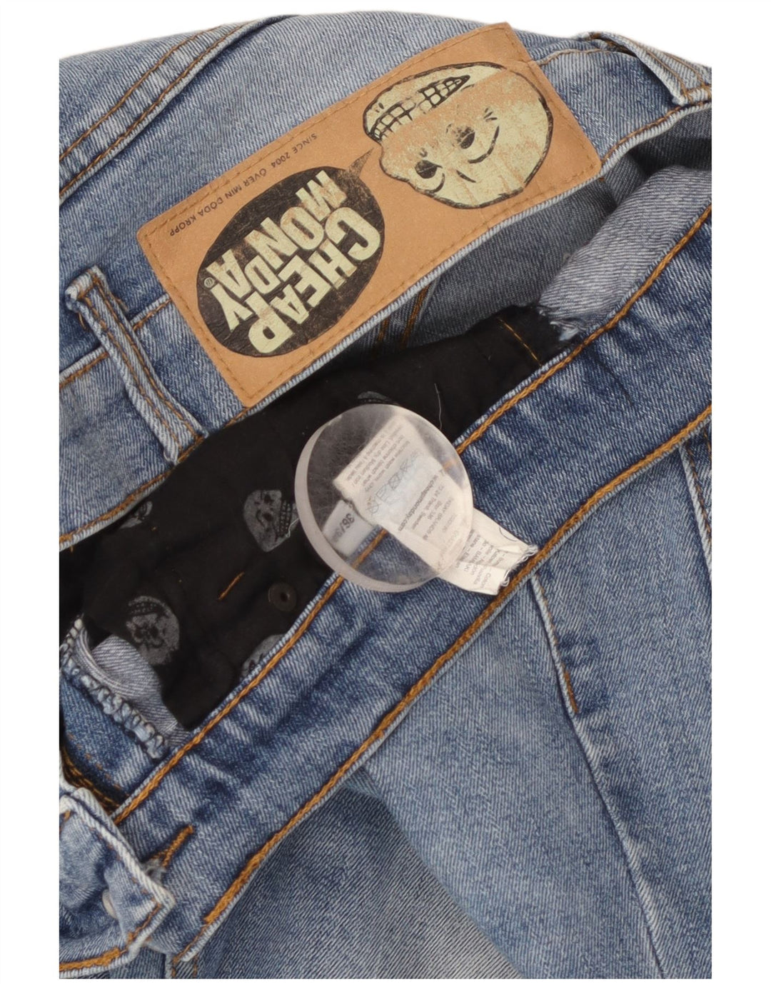 Jeans retos masculinos baratos de segunda-feira W36 L27 algodão azul