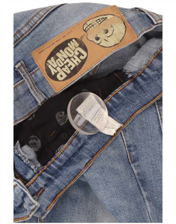 Jeans retos masculinos baratos de segunda-feira W36 L27 algodão azul