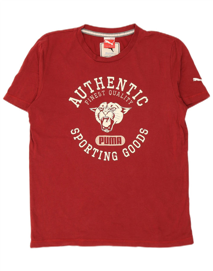 Camiseta masculina PUMA com estampa gráfica de algodão vermelho médio