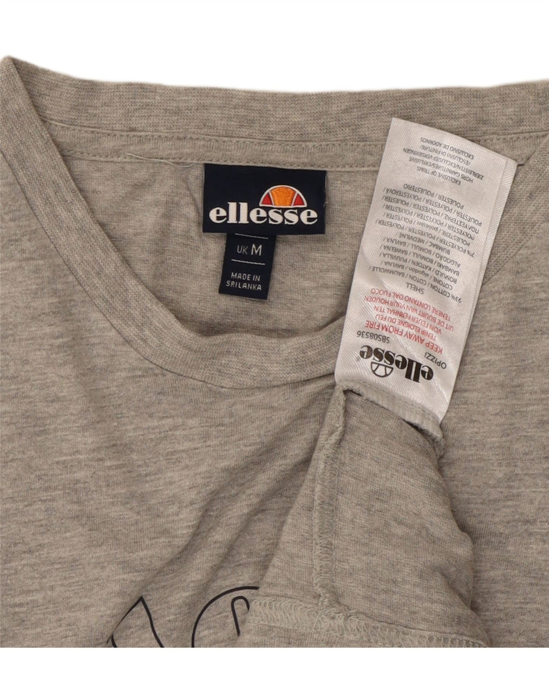 ELLESSE Mens Graphic T-Shirt Top Medium Grey Cotton