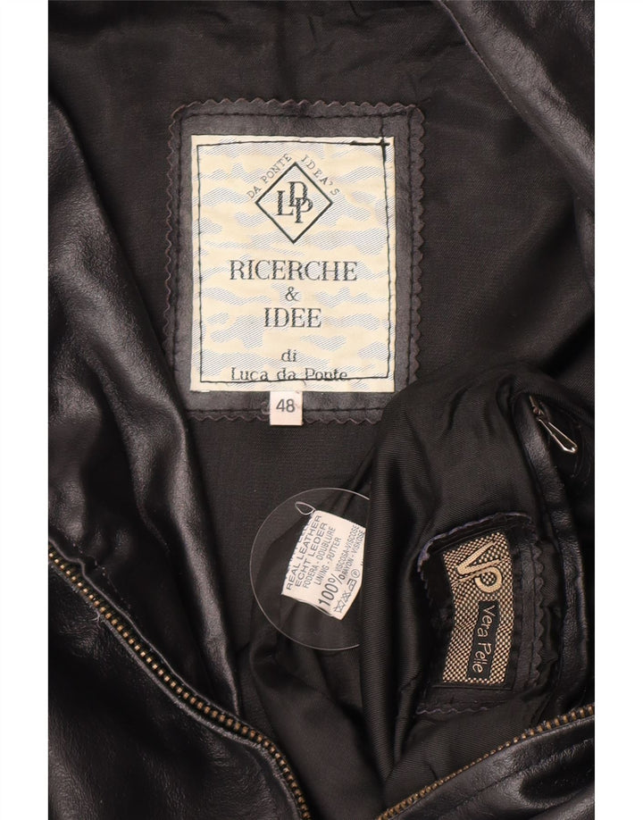 Jaqueta de couro masculina vintage EU 48 couro preto médio