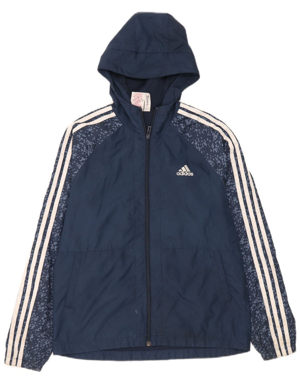Casaco de treino com capuz Adidas Boys 13-14 anos azul marinho poliéster