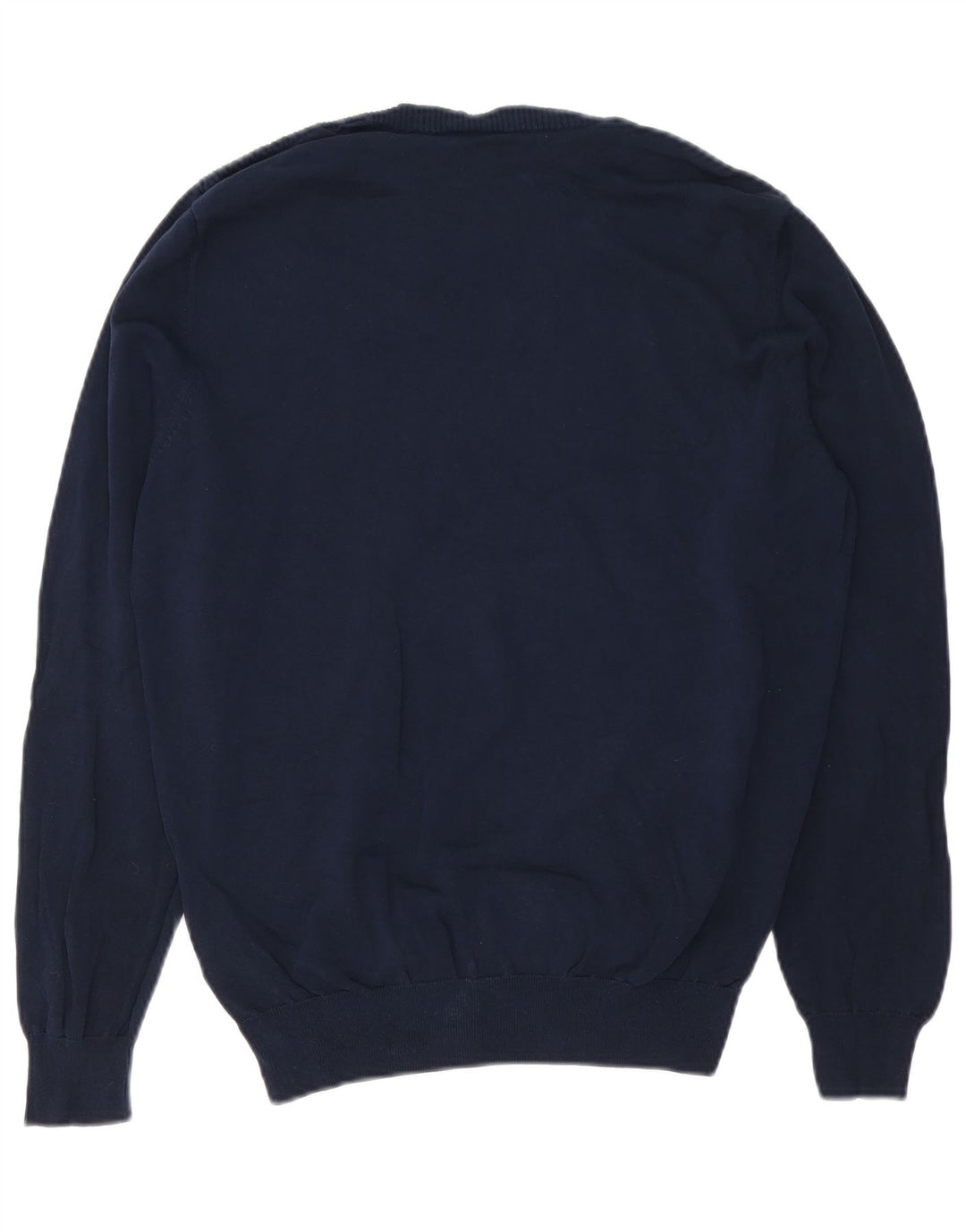 Suéter masculino Massimo Dutti com gola redonda, algodão azul marinho médio