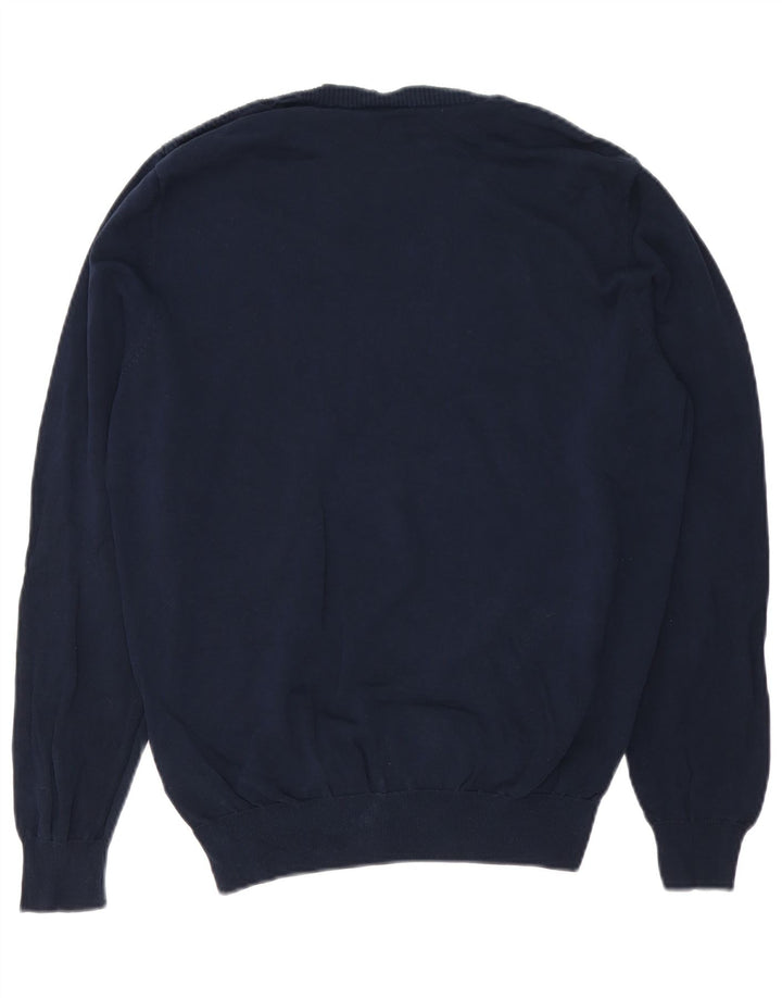 Suéter masculino Massimo Dutti com gola redonda, algodão azul marinho médio