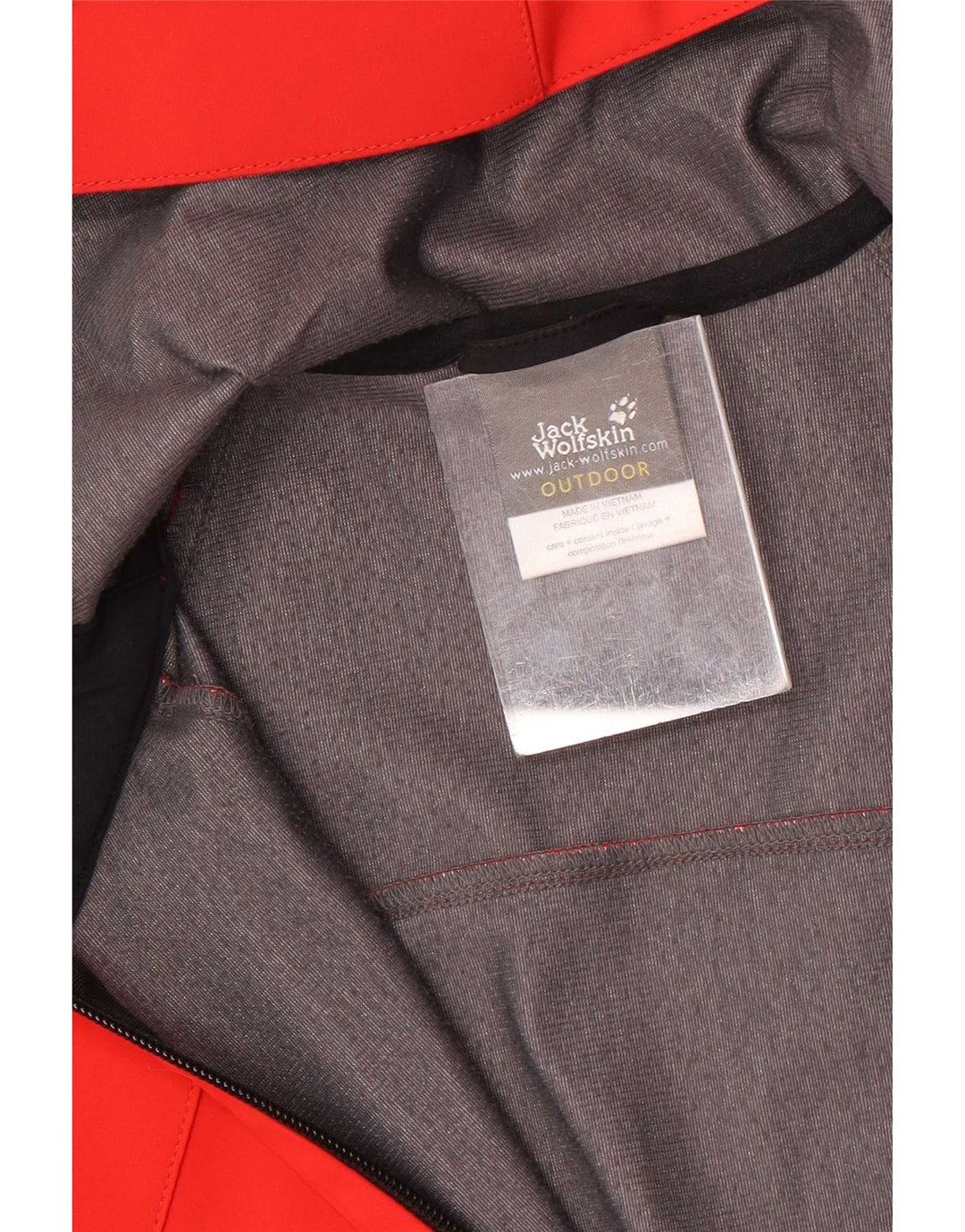 Jaqueta de chuva masculina com capuz Jack Wolfskin Reino Unido 36/38 bloco colorido vermelho médio