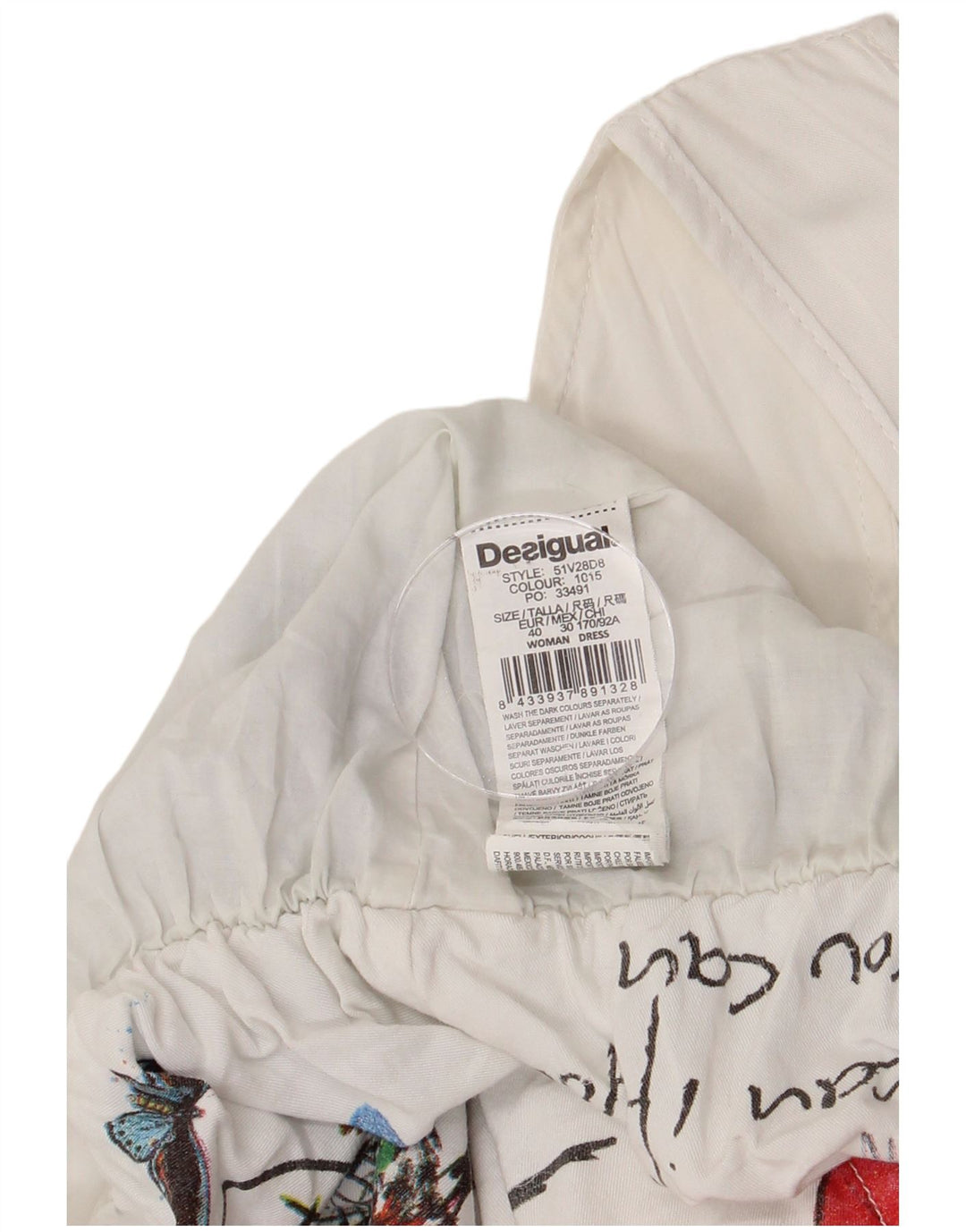 DESIGUAL Vestido feminino estampado sem mangas bolha UE 40 médio branco floral