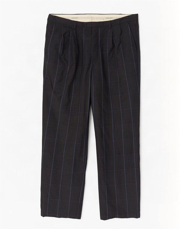 Calça de terno feminino Emanuel Ungaro W32 L28 risca de giz azul marinho