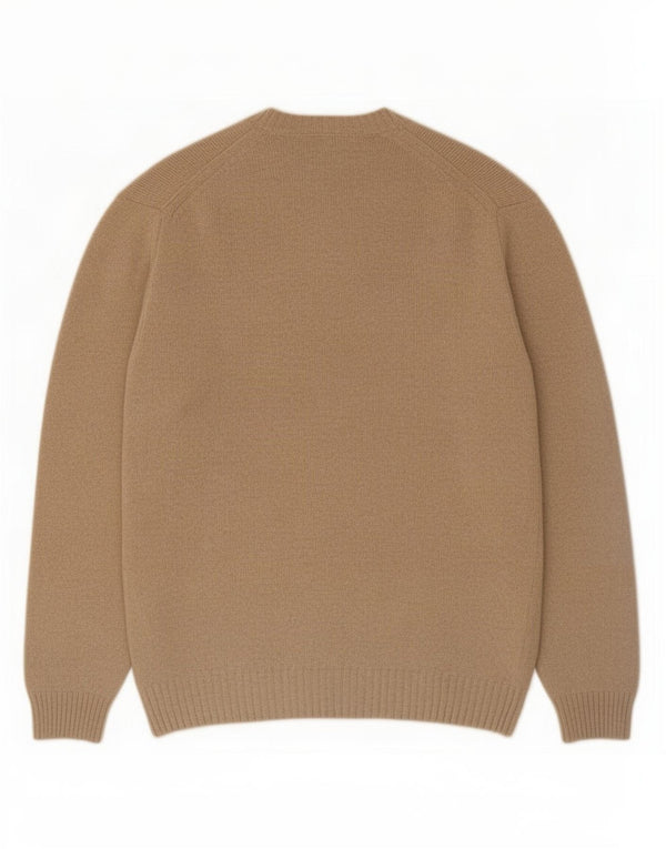 Zara Suéter masculino com gola redonda XL lã bege