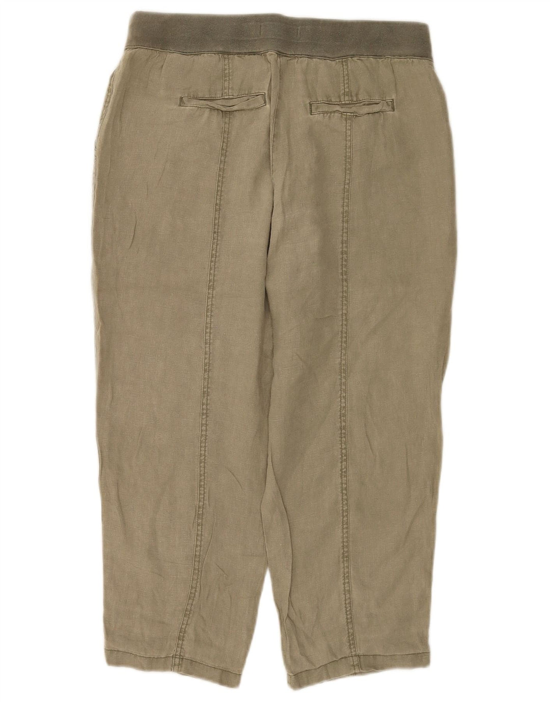 Calças recortadas femininas White Stuff UK 12 médio W32 L23 linho cáqui