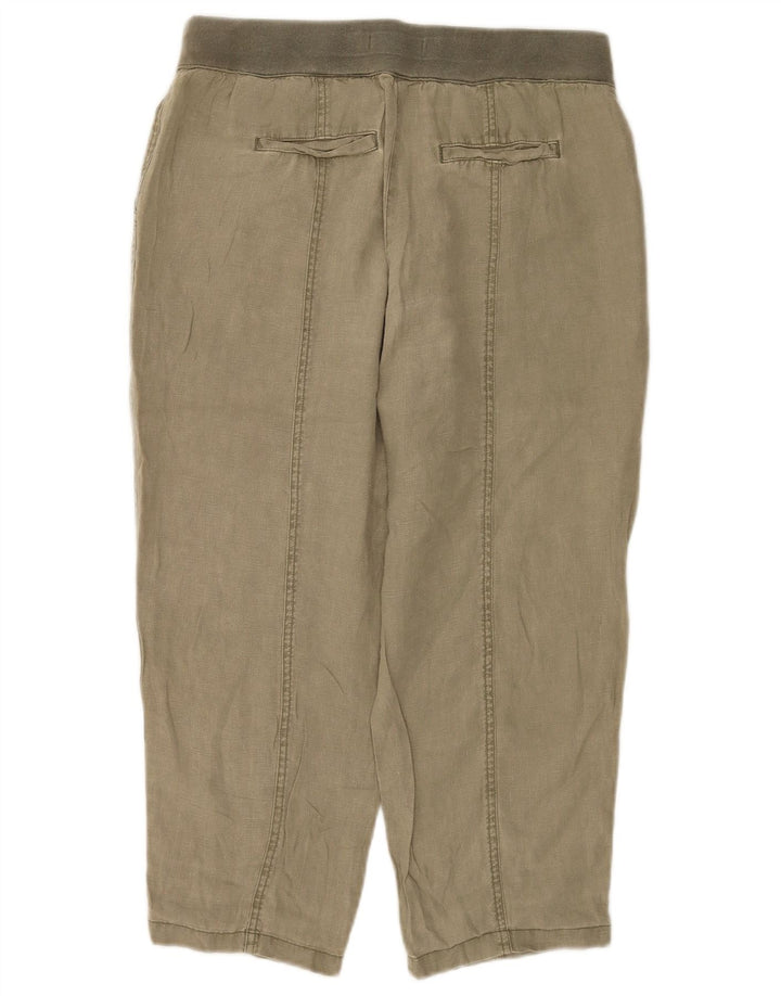 Calças recortadas femininas White Stuff UK 12 médio W32 L23 linho cáqui