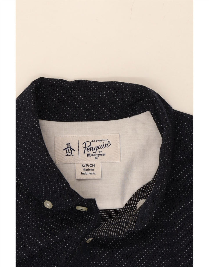 PENGUIN Mens Shirt Small Navy Blue Spotted Vintage Penguin and Second-Hand Penguin from Messina Hembry 