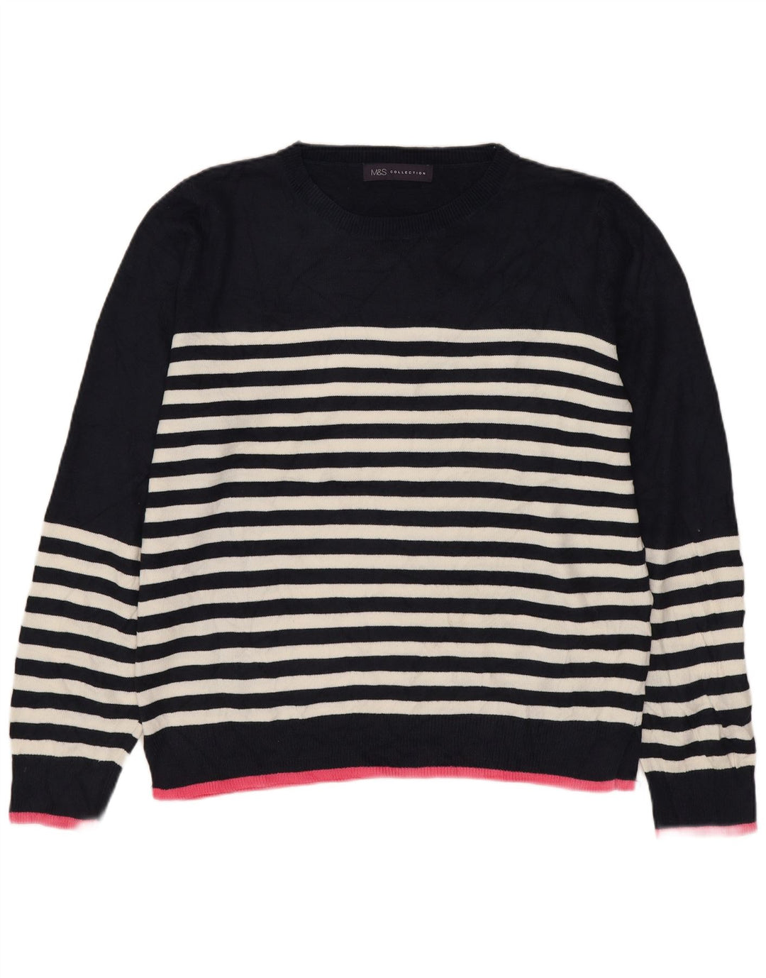 Suéter feminino Marks & Spencer com gola redonda Reino Unido 14 médio azul marinho