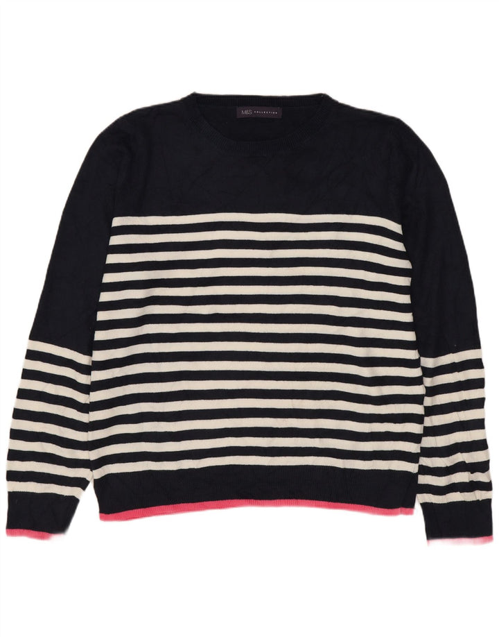 Suéter feminino Marks & Spencer com gola redonda Reino Unido 14 médio azul marinho