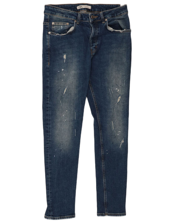 Zara Jeans skinny masculino desgastado UE 40 médio W31 L29 algodão azul