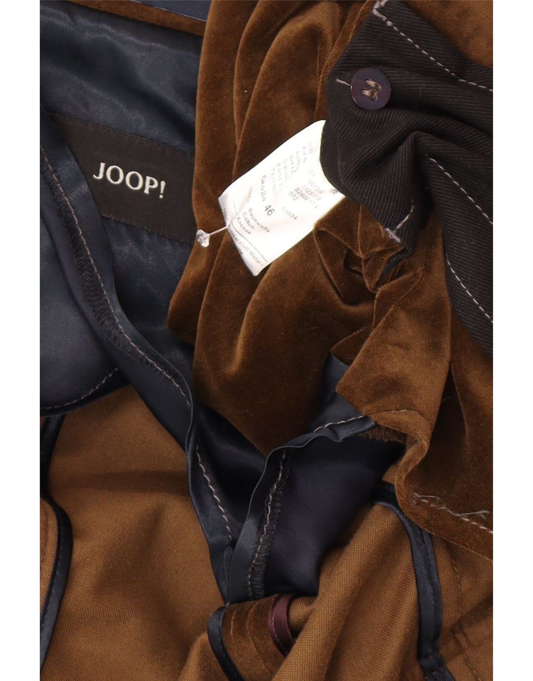 Jaqueta blazer masculina de veludo com 2 botões Joop IT 46 algodão marrom pequeno