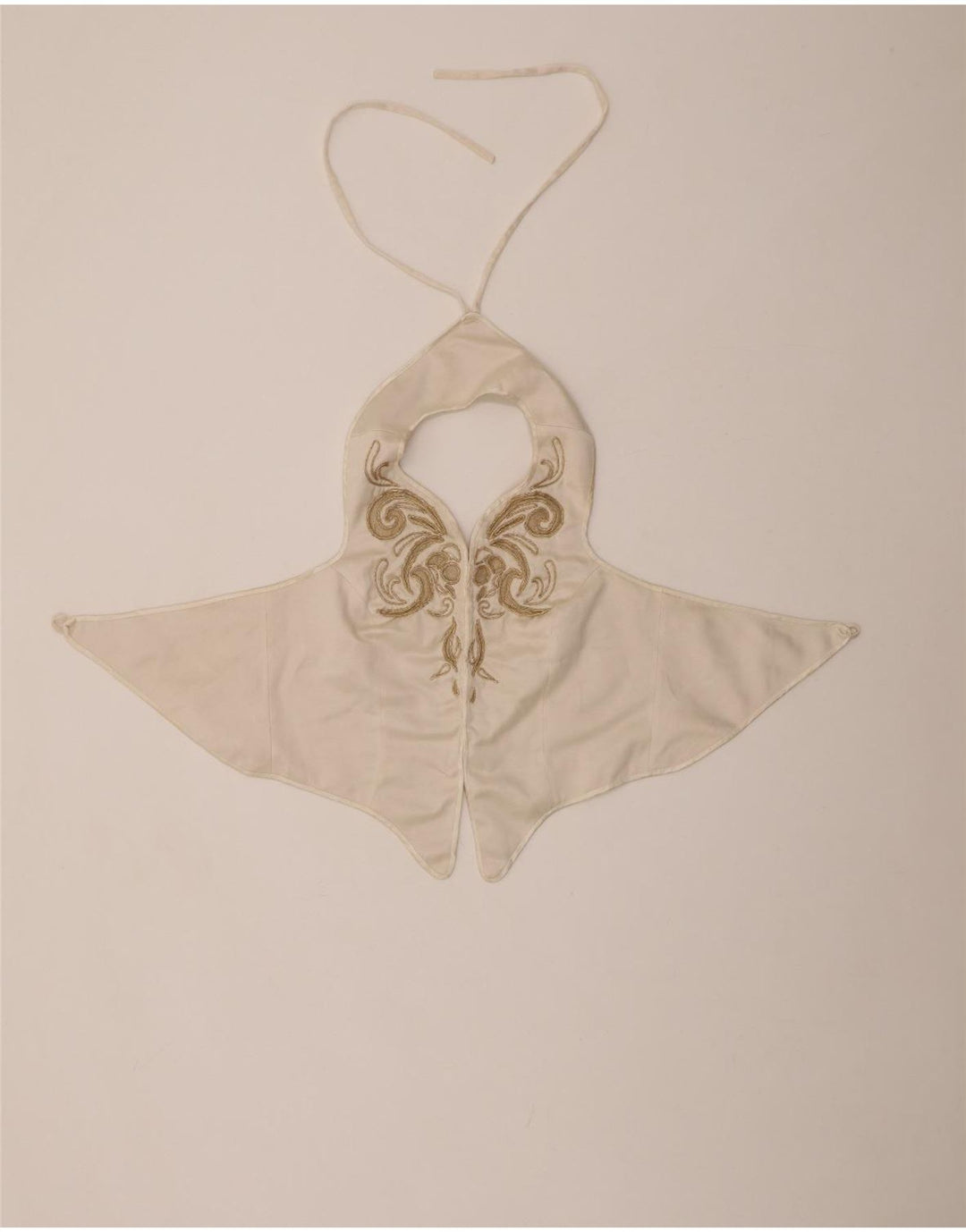 Top feminino VINTAGE com estampa abstrata e frente única UK 12 médio branco