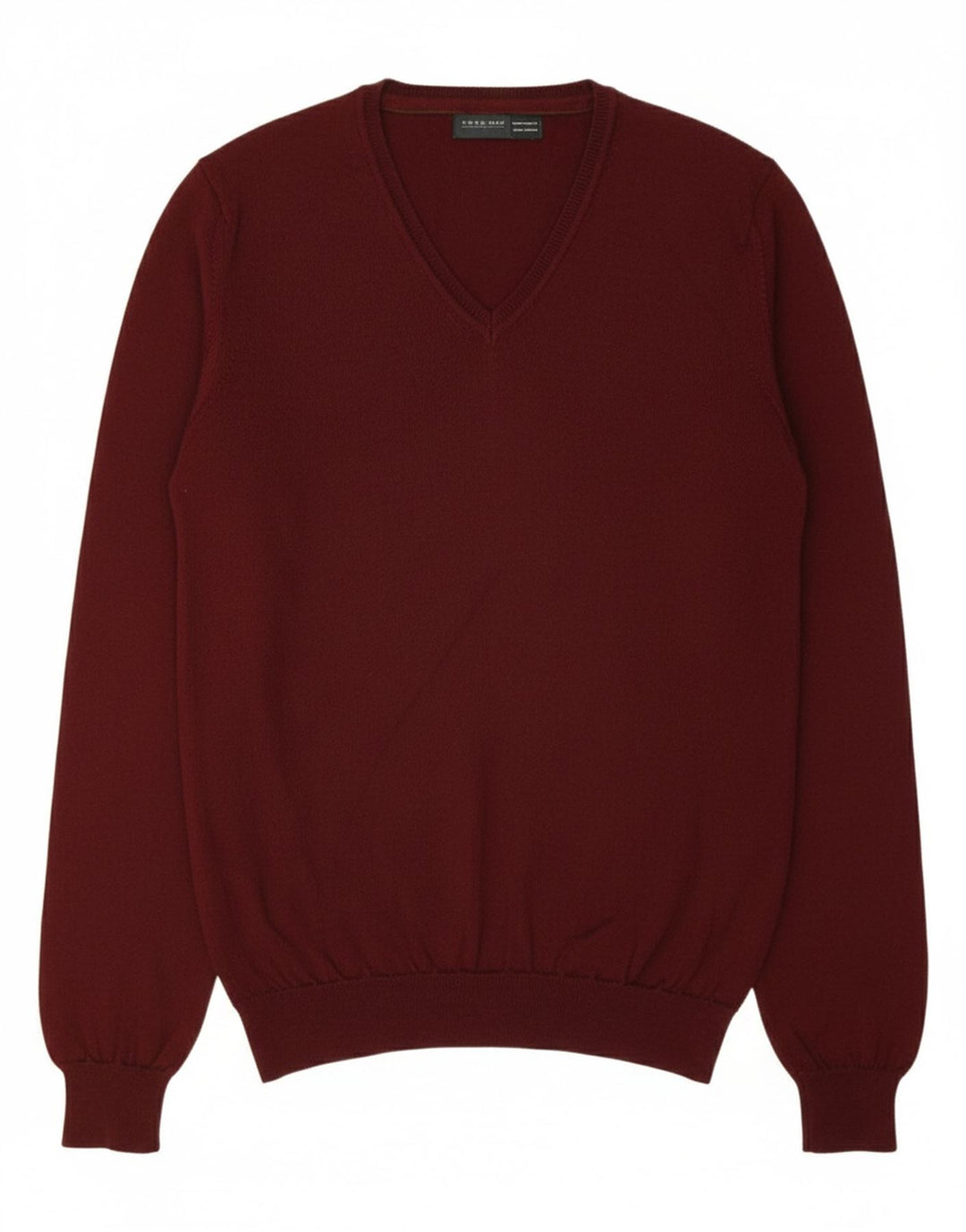 Suéter masculino ZARA com decote em V médio de lã cor de vinho