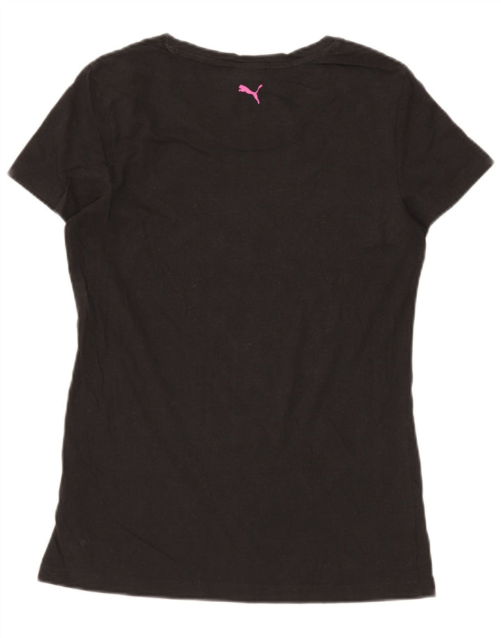 Camiseta feminina PUMA com estampa gráfica UK 14 médio algodão preto