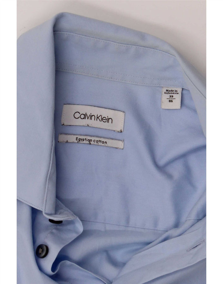 Camisa masculina Calvin Klein tamanho 39 algodão azul médio