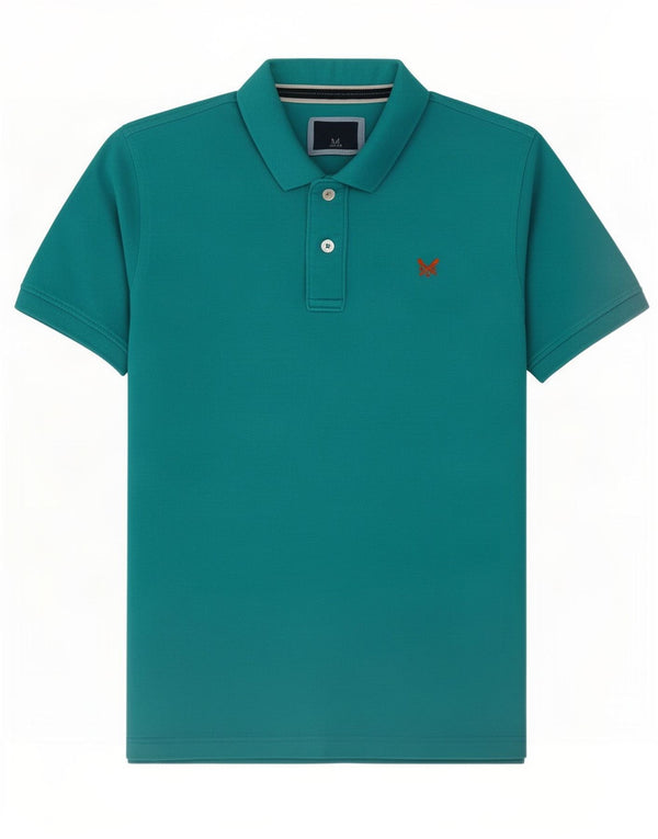 Camisa polo masculina Crew Clothing algodão turquesa médio