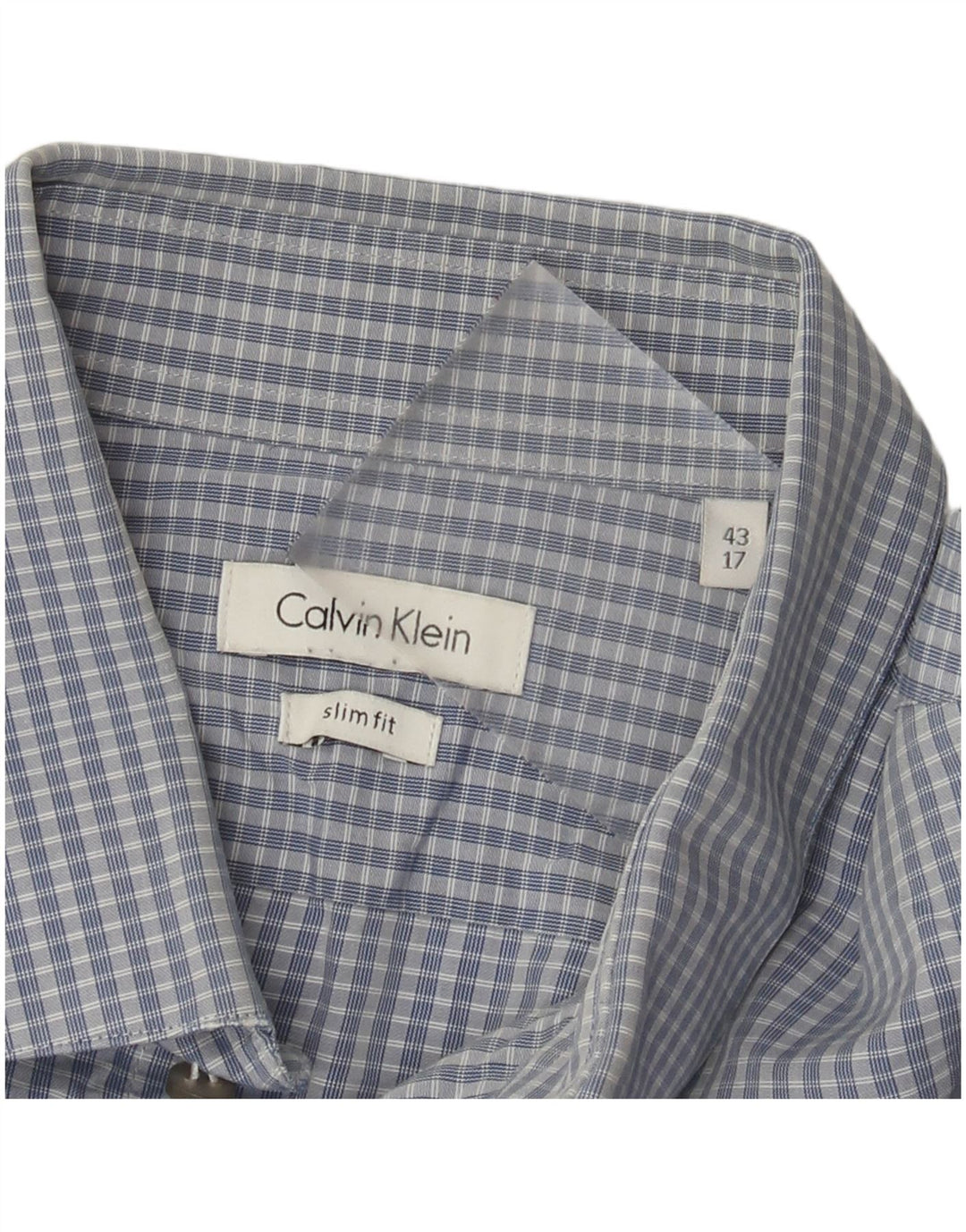 Camisa masculina Calvin Klein Slim Fit tamanho 43 17 XL azul xadrez