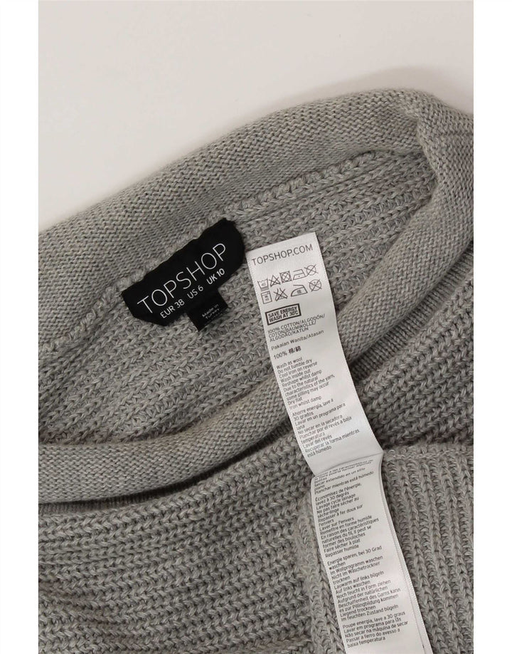 Topshop suéter feminino oversized com gola redonda Reino Unido 10 algodão cinza pequeno