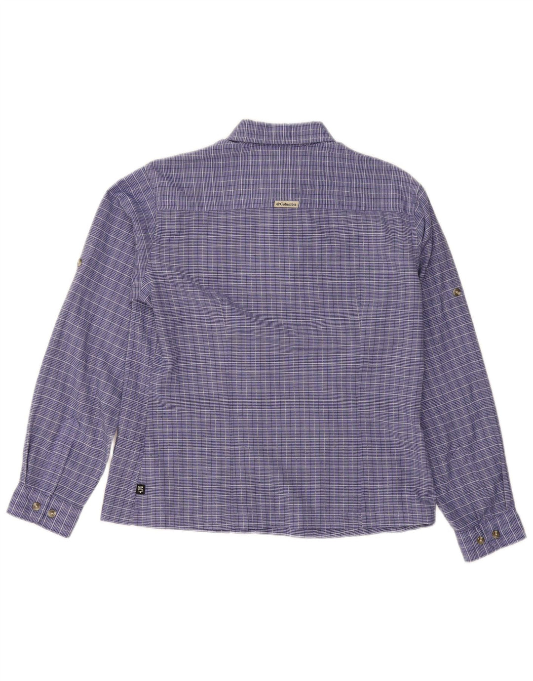 Camisa feminina Columbia UK 14 poliéster xadrez azul médio